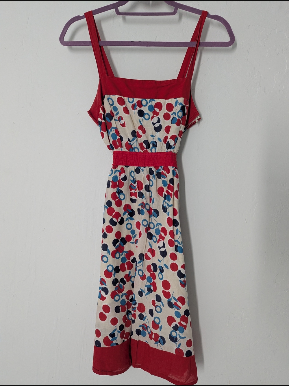 Red & Cream Sundress with Tie Waist